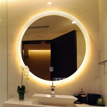 

CTL304 Home Wall-mounted Type LED Bathroom Mirror Upgrade Two-color Light Round Touch Screen Smart Mirror 110V/220V 4.8W/m 80cm