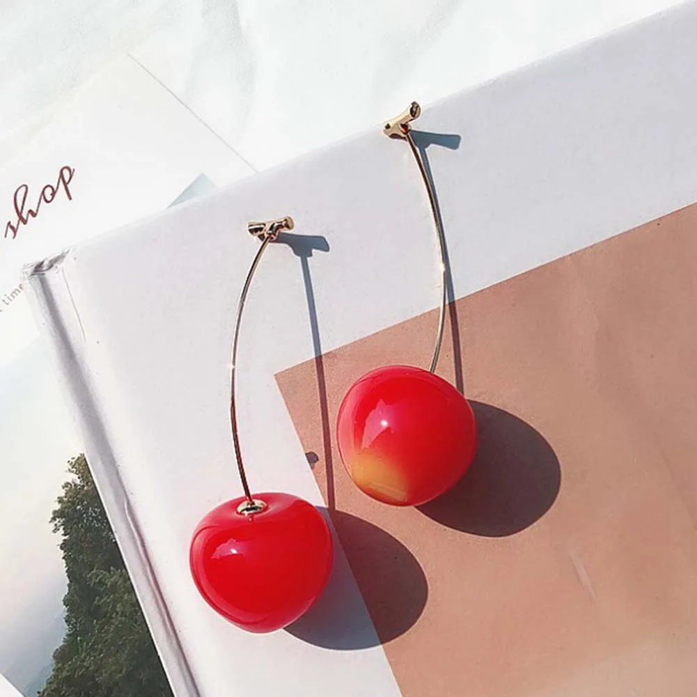 Summer Fashion Sweet Cherry Shape Dangle Jacket Earrings Party Jewelry Gift 