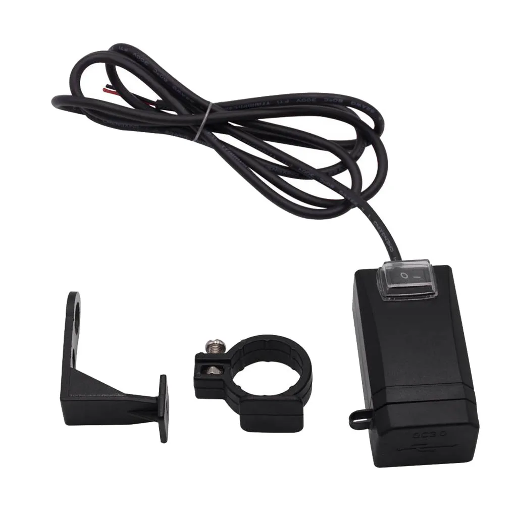 12 V-24 V Водонепроницаемый Зарядное устройство USB черного цвета с 2 портами(стандарт Dual USB мотоцикл сотовый телефон Питание гнездо Зарядное устройство с переключателем