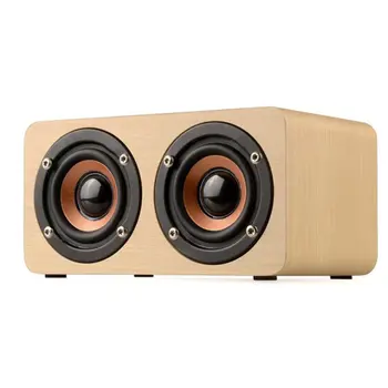 

Wooden Bluetooth Speaker HIFI Wireless Dual Loudspeakers 3D Surround Speaker For Phone Pc With Microphone Powerful Speaker