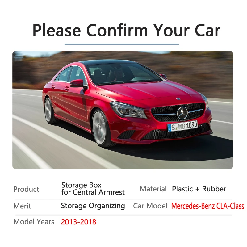 Автомобильный Органайзер, аксессуары для Mercedes Benz CLA C117 W117, подлокотник, коробка для хранения, Противоскользящий коврик для монет