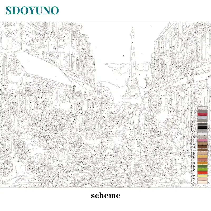 Sdoyuno Frame Diy Painting By Numbers Kits Paris Street Landscape Wall Art Canvas Pictures By Numbers Home Decor 40x50cm Paint By Number Aliexpress
