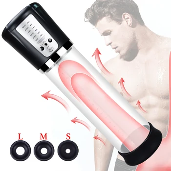 Electric Penis Pump USB Enlargement Vacuum Pump Male Masturbator Trainer Tool Penis Ring Men Extender Enhancer Adult Sex Toy 18 1