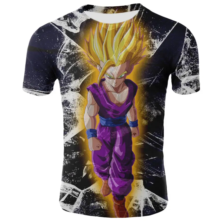 Новейшая Супер Саян 3D печать футболка Dragon Ball Wukong Huang китайский дракон тренд 3D Рубашка летняя спортивная футболка