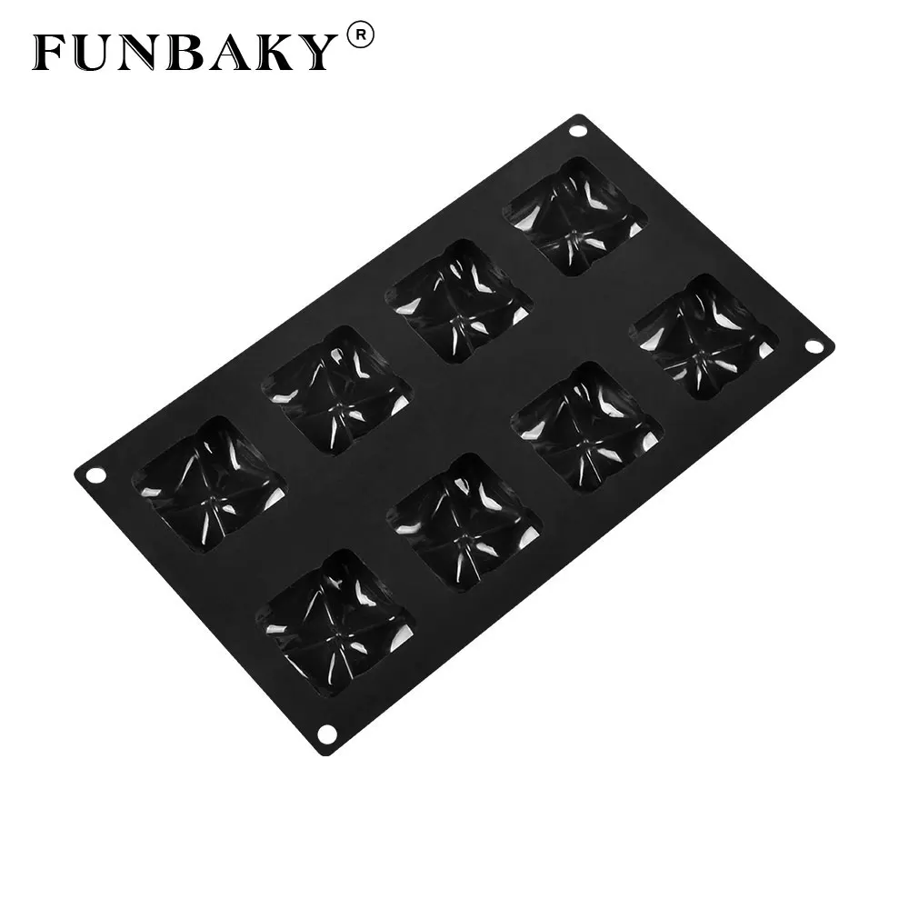 FUNBAKY 8 полости 3D мусс силиконовая форма для десертов украшения торта инструменты для выпечки DIY формы для выпечки желе формы