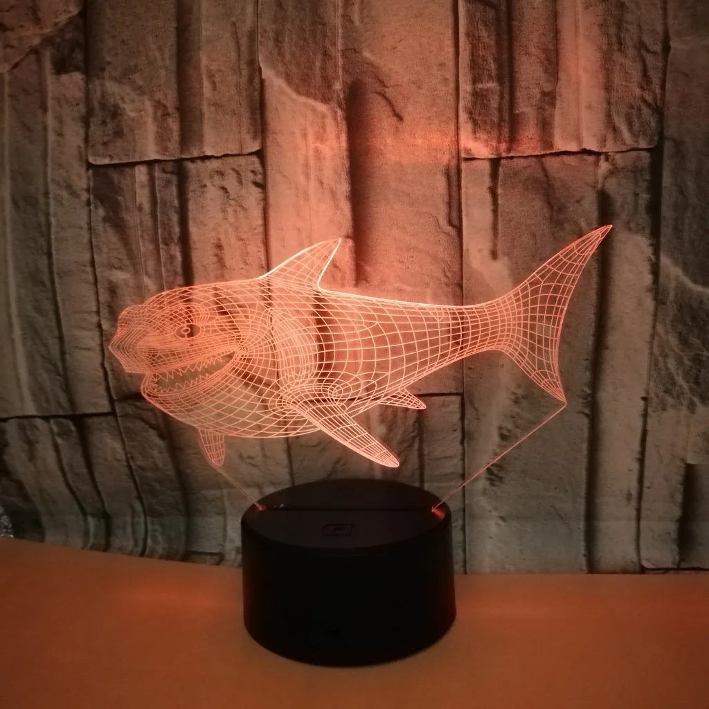 

New Style Shark 3D Night Lamp Colorful Touch Control LED Visual Lamp Gift Household Atmosphere Acrylic 3D Lamp