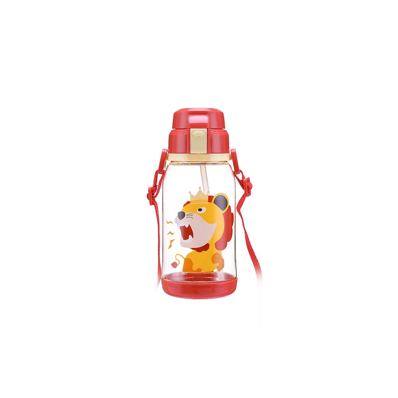 Red 650 мл Дети питьевой мультфильм бутылки для воды BPA бесплатно пластиковая соломинка детская бутылка детский чайник переносная Спортивная бутылка - Цвет: Red