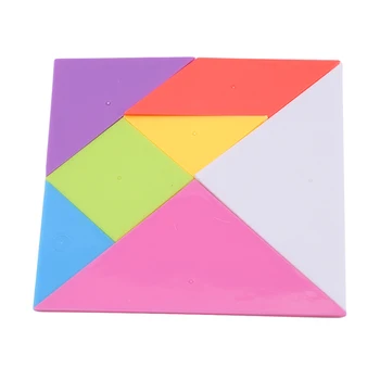 

New Style 14*14cm Children Jigsaw Puzzle Rainbow Color Plastic Tangram DIY Brain Puzzle Kid Learning Education Puzzles Toy