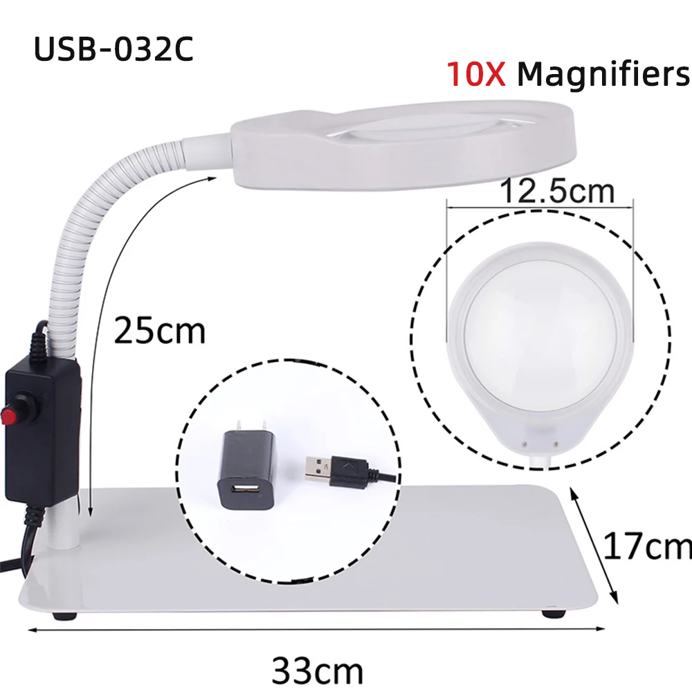 10X Magnifying Glass with 72 LED Light Magnifying Lamp Clip On