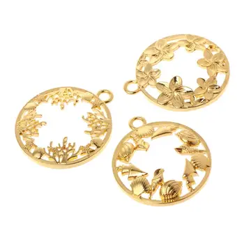 

10 Pcs/Set Round Floral Frame Metal DIY Epoxy Resin Crafts UV Resin Exquisite Carved Jewelry Pendant Earrings Hollow Charms