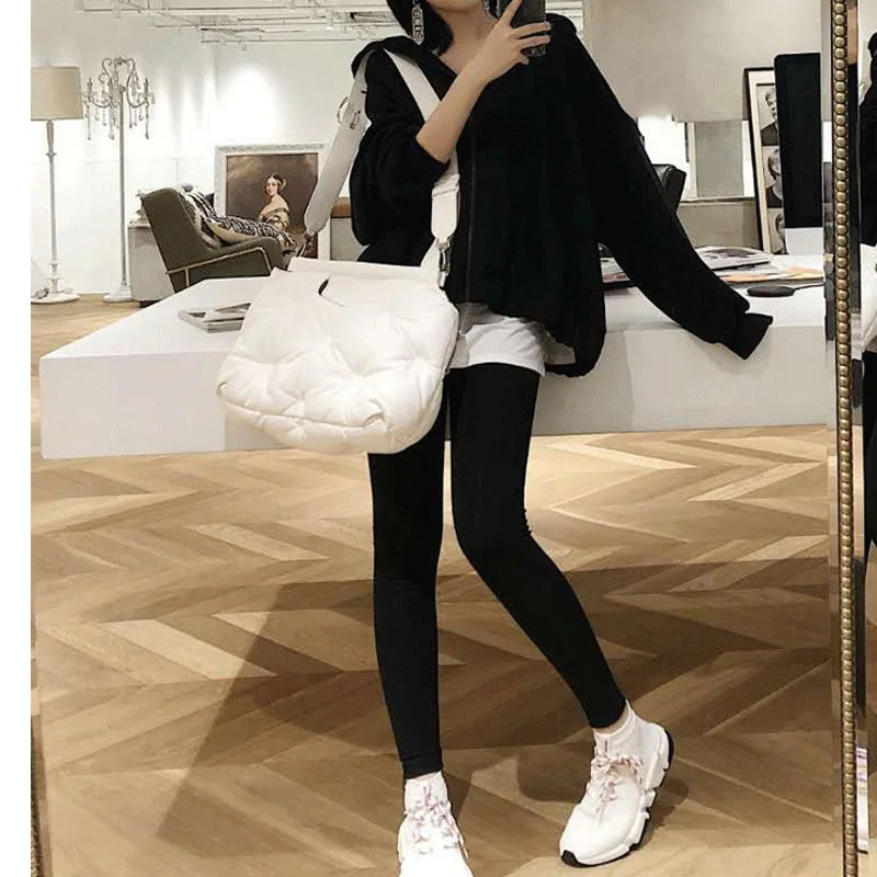 

Winter high-quality Women Tote Bag Space Cotton Handbags Lady Autumn Casual Crossbody Bag Down Feather Bale Top-handle Bag Femme