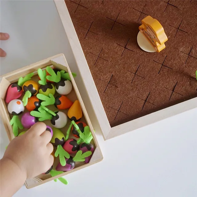 Children s Wooden Toys Enlightenment Early Education Toys Interesting Vegetable Memory Chess Game Farm Pull Radish