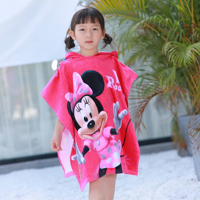 Minnie Mouse Детское полотенце с капюшоном с Микки Маусом, Холодное сердце Эльза и Анна, мягкое пляжное полотенце для маленьких мальчиков и девочек, банное полотенце принцессы - Цвет: Minnie Mouse
