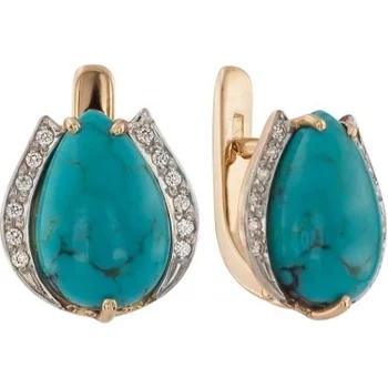 

Aloris earrings with turquoise and cubic zirconia in red gold