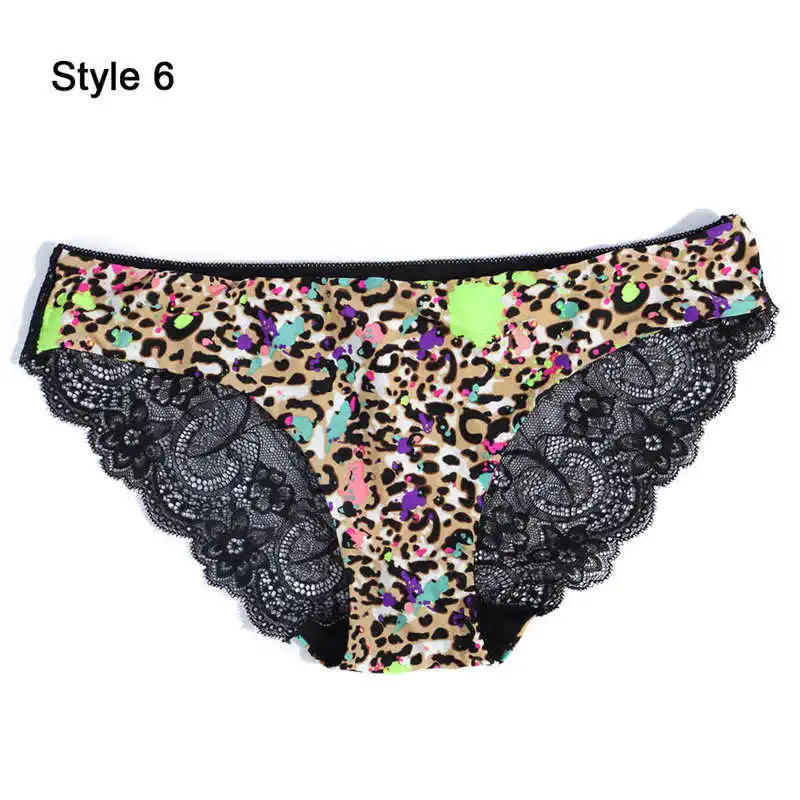thumbnail image 1 of Bragas de encaje de algodón sin costuras para mujer, lencería Sexy de leopardo transpirable, ropa interior de moda de seda de hielo, 1 of 5