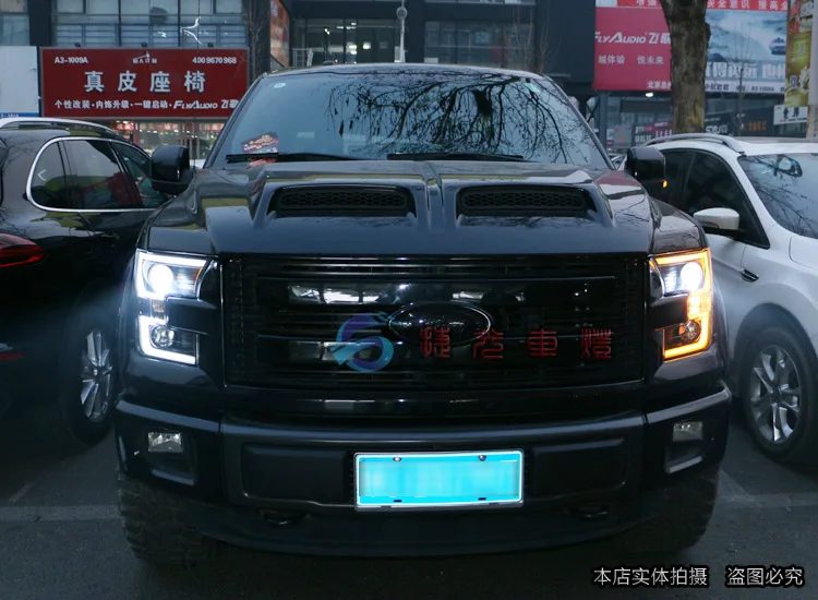 Автомобильный Стайлинг для Ford raptor F150- фары для raptor фары светодиодные DRL передние Биксеноновые линзы двойной луч HID комплект
