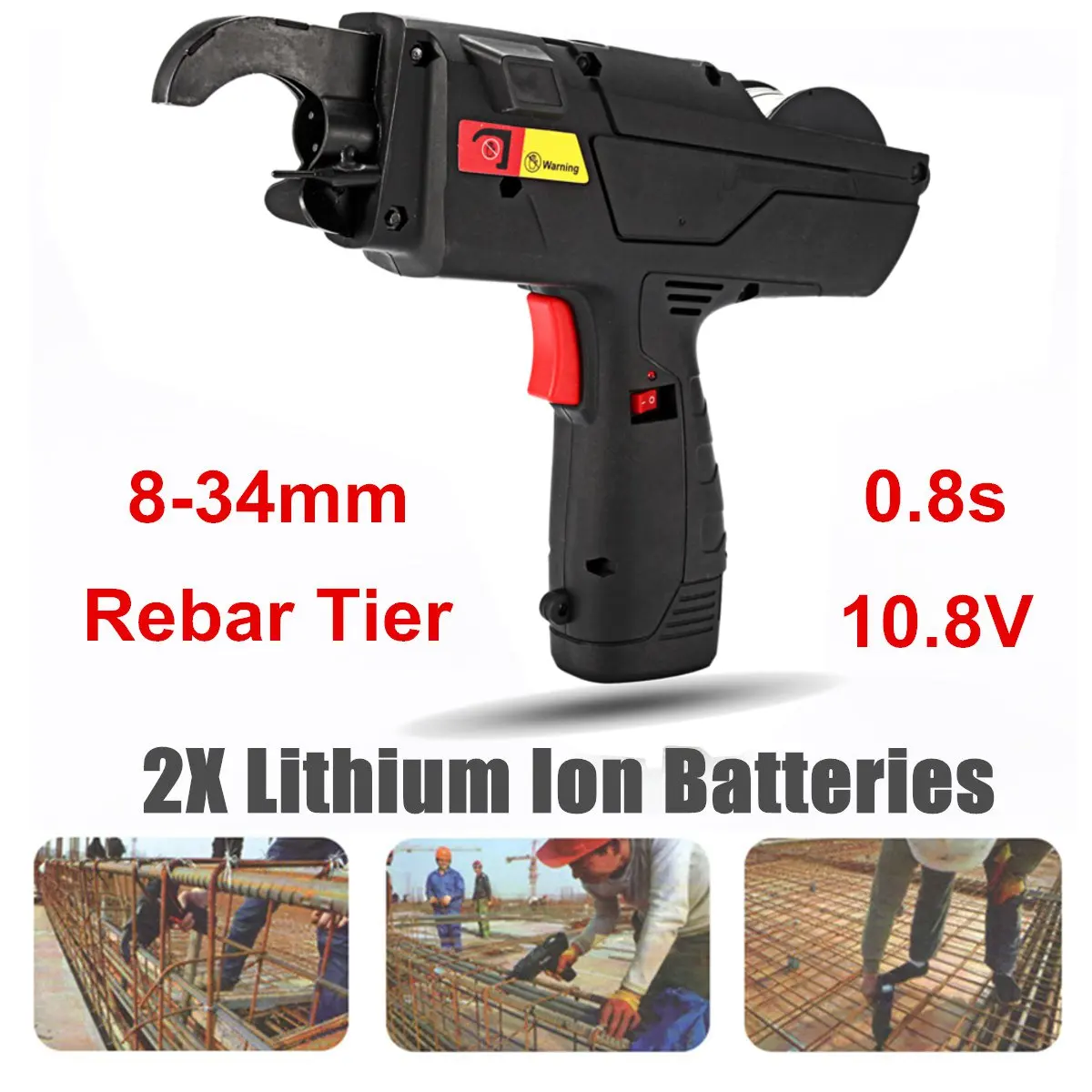 

Automatic Rebar Tying Machine Rebar Tier Binding Wire Knoting Machine Cordless 2x Rechargeable Lithium Battery Electric Tools