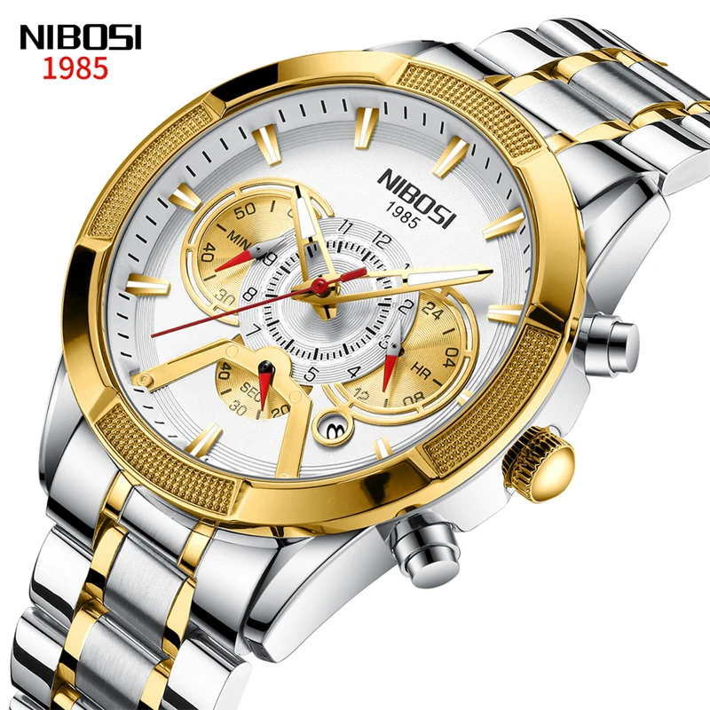 

NIBOSI Chronograph Men Watch Sport Mens Watches Top Brand Luxury Waterproof Full Steel Quartz Clock Men Relogio Masculino 2379