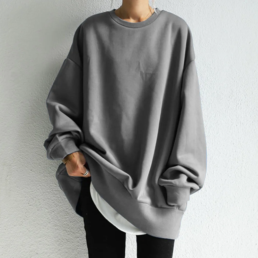 

Oversize Hoodies Women Sweatshirt Spring Autumn Outwear Fashion Casual Loose Female All Match New Solid Color Slim Elegant Tops