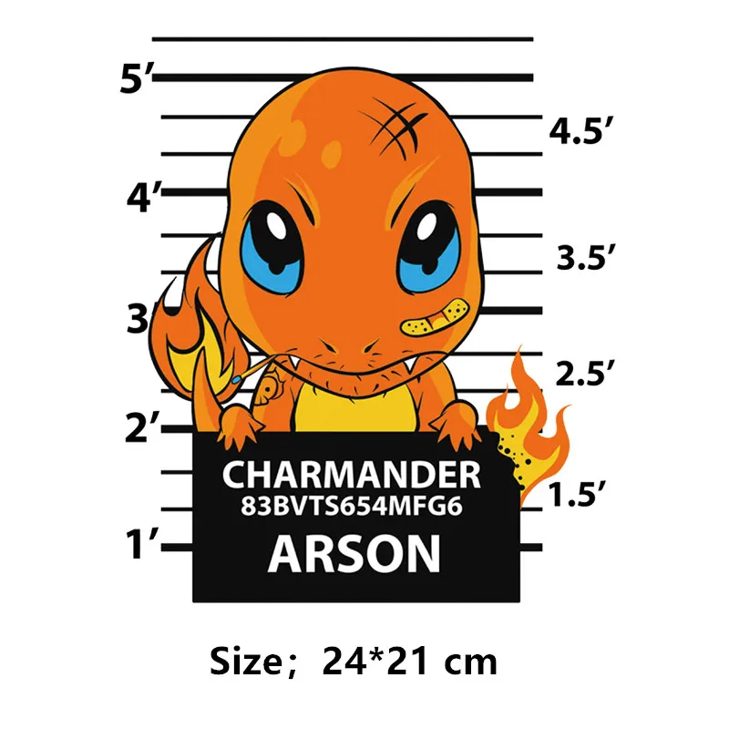 Criminal charmander термочувствительные DIY Детские патчи термо-Стикеры для одежды на одежде приклеенные железные частички для одежды