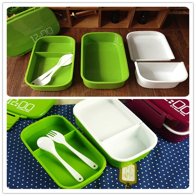 12pcs EMS High-grade 1400ml Capacity Double Layer Plastic Lunch Box Microwave oven Bento Box Food Container Lunchbox BPA Free