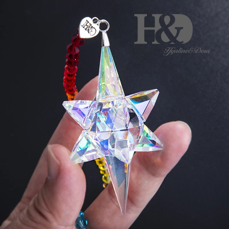 H&D 4 вида стилей с украшением в виде кристаллов Рождественская Снежинка орнамент Радуга рождественские украшения для дома годовой звезды Подвески, подарок
