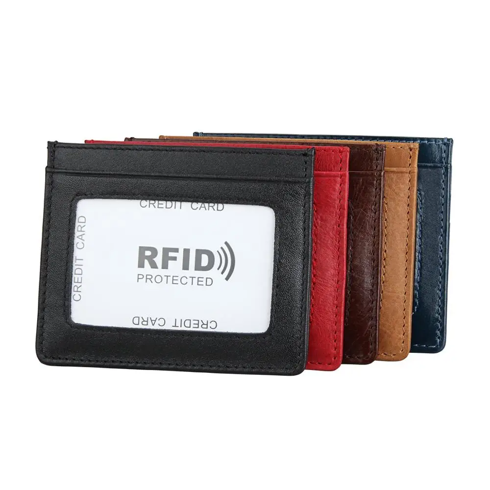 

Card Case Mini Unisex Luxury Genuine Leather Small Credit Card Holder Men RFID Cardholder Slim Coin Front Pocket Purse Wallet