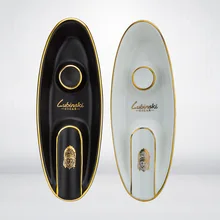 

Cigar Ashtray Ceramic Metal Stroke Ashtray Boat Shape Art Cigar Ashtray