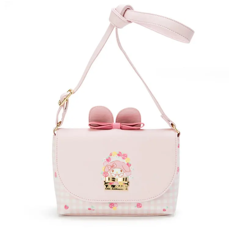 Милая розовая сумка на плечо с заячьими ушками My Melody, модная детская сумка на лямках с героями мультфильмов, кожаные сумки через плечо для девочек-подростков