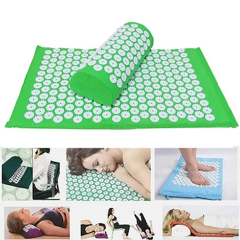 

Foot Massage Mat Dropshipping Lotus Acupressure Mat Acupressure Cushion Fitness Yoga Mat Body Pain Relief Pads with Pillow