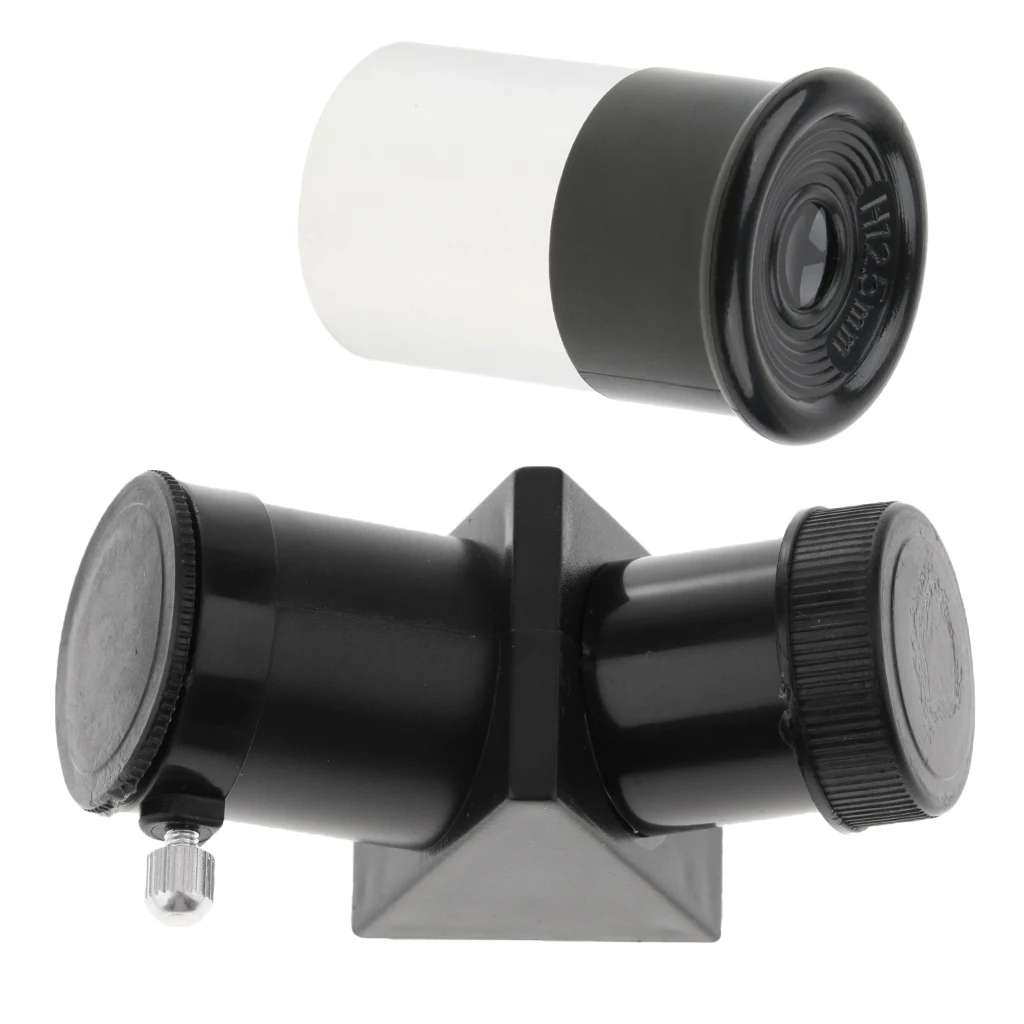 H12.5mm 0.965inch Telescope Eyepiece Fully Multi-coated Metal 35 Degree Field for Astronomy + 45 Degree Diagonal Prism