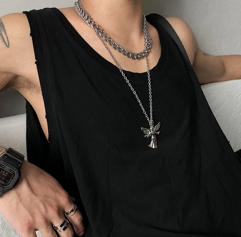 Мужская одежда панк ожерелье из нержавеющей стали хип-хоп цепь кубинская Тормозная цепь мужская одежда рок группа женские ювелирные изделия панк хип-хоп ожерелье