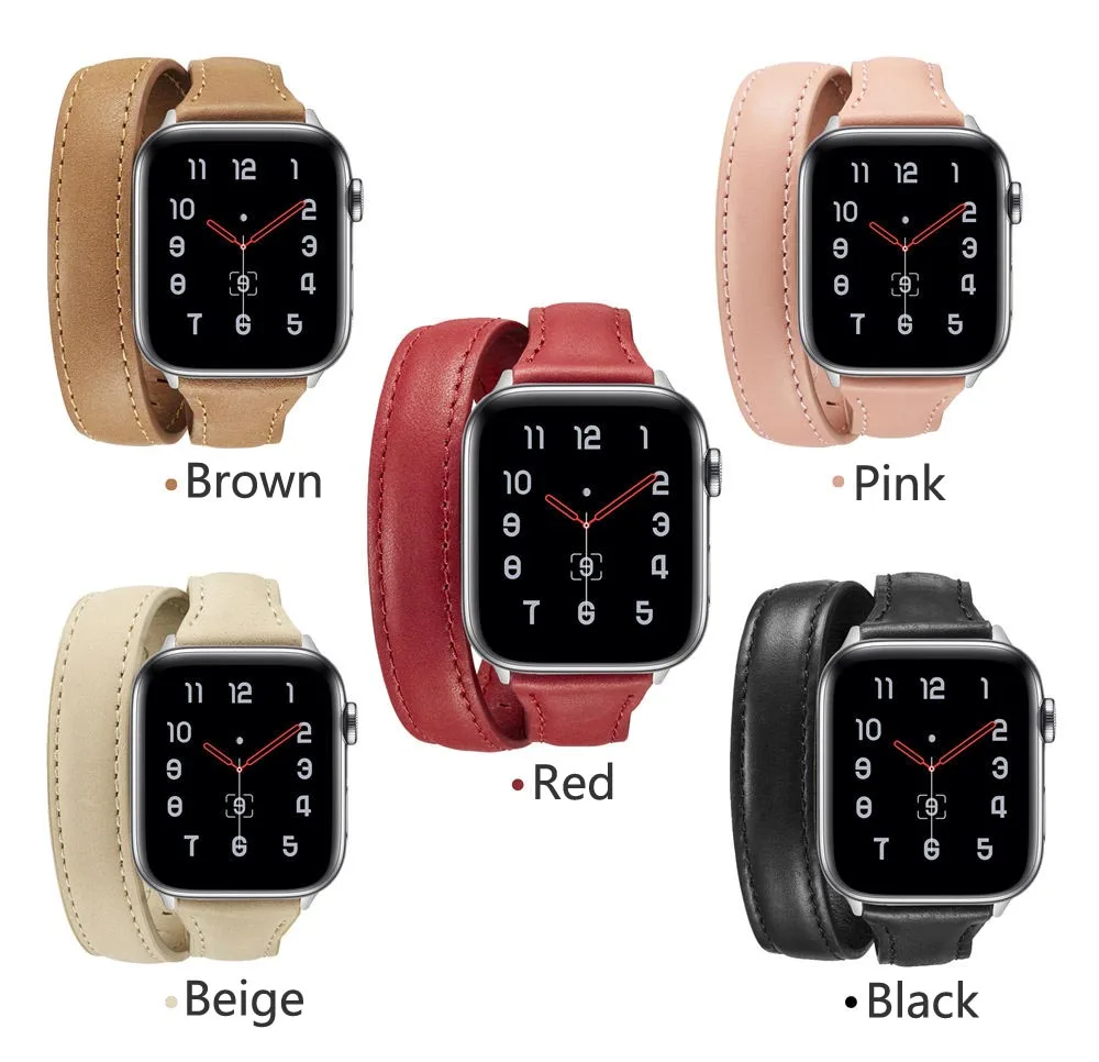 Длинный мягкий ремешок из натуральной кожи для Apple Watch Iwatch серии 5 4 3 2 1 40 мм 44 мм 38 мм 42 мм двойной тур женский браслет