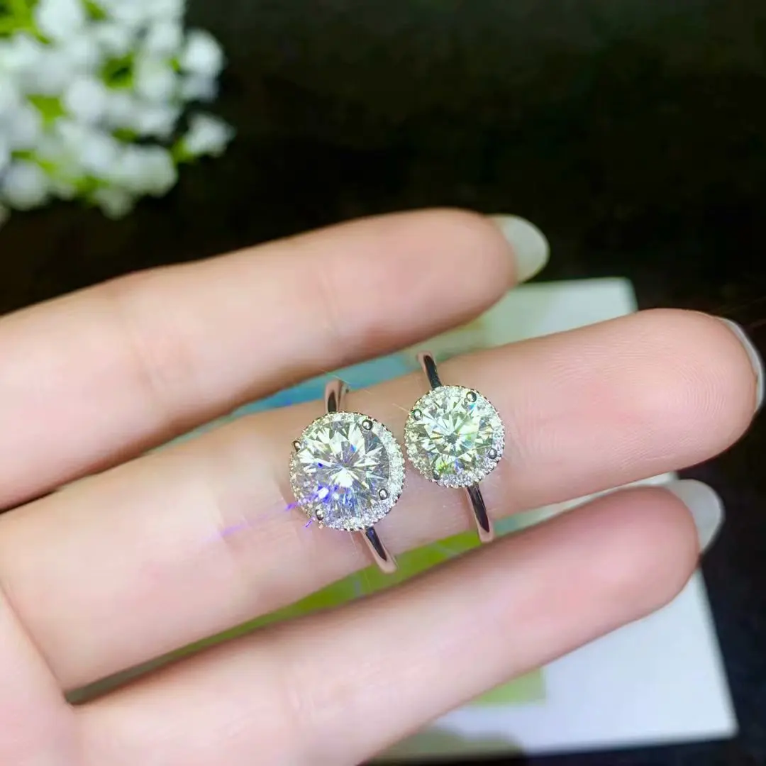 Moissanite новое кольцо, серебро 925 пробы, красивый цвет, сверкающий, 1 карат 2 карат Алмазный Муассанит