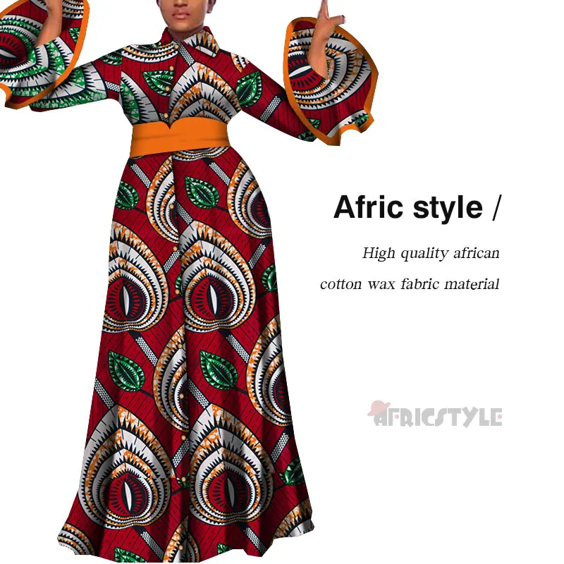 2019Vestidos africanos para mujeres estampado drapeado vestidos largos rectos Bain Riche africano Ankara vestidos chal WY5483