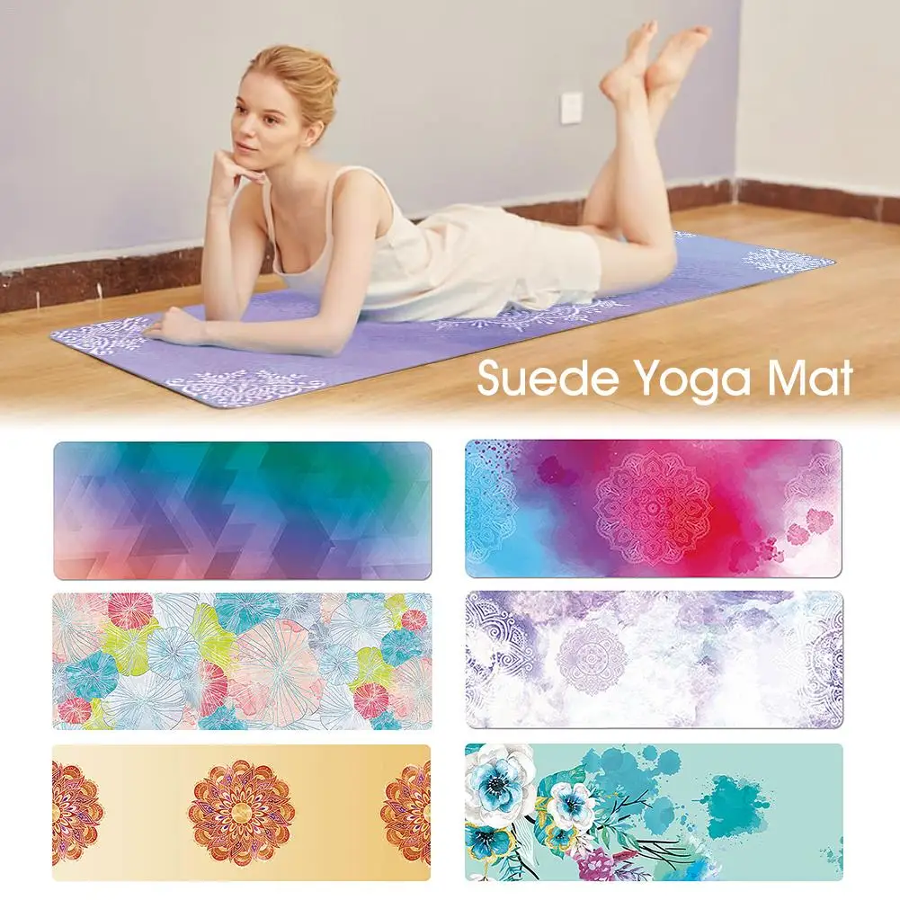 

1830*680*1.5MM Suede Yoga Mat Non Slip Natural Rubber Folding Pilates And Storage Bag Foldable Fitness Gym Mats Carpet Sport Pad