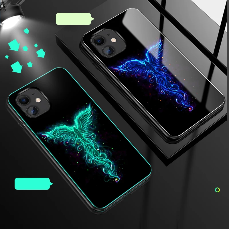 For Apple iphone 11 Case Luxury Luminous Hard Tempered Glass Protective back Cover for Pro Max iphone11 11pro |