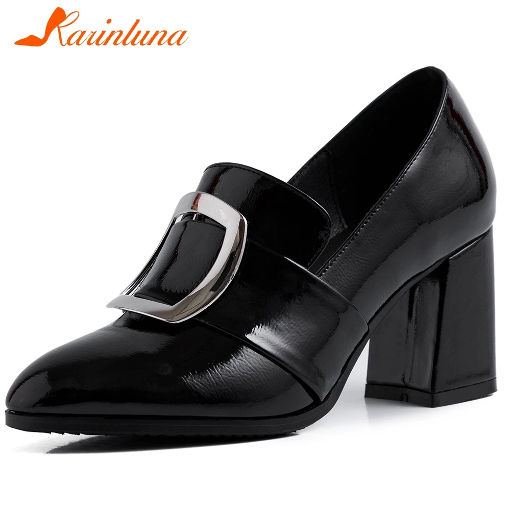 

Karinluna New Fashion 2020 Big Size 30-40 Office Lady Pumps Woman Shoes Slip On Chunky Heels Concise Shoes Woman Pumps