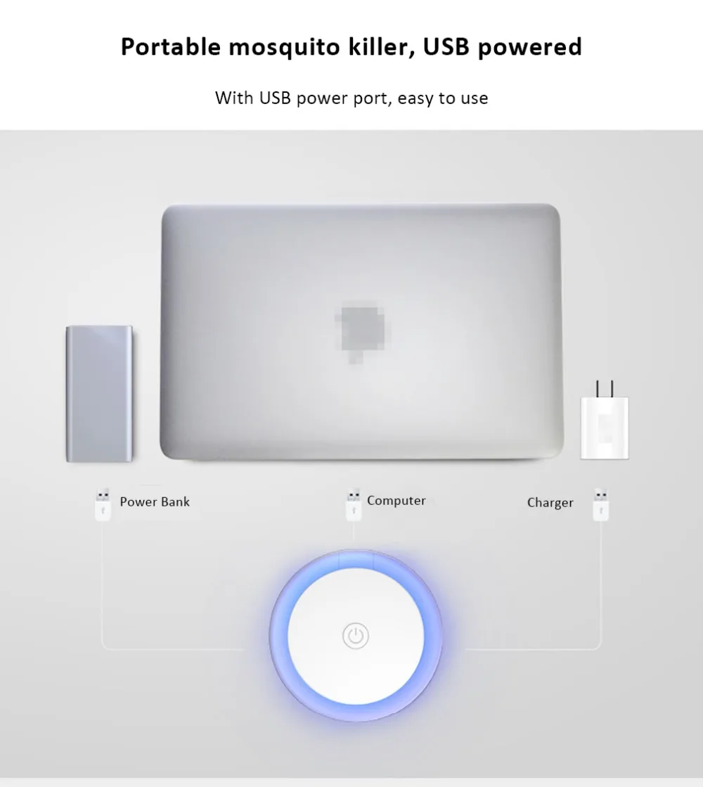 OUTAD USB Electric Mosquito Killer Lamp Photocatalysis Mute UV Night Light Fly Traps Health For Baby Home Use
