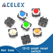 Interrupteur à bouton-poussoir Tactile momentané, 5 couleurs, 12x12x7.3mm, 12v dc 50ma, 1 lot de 5 pièces