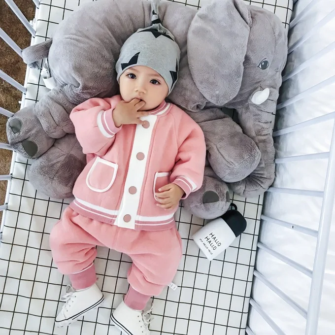 Mini Babe City детская одежда; бархатный костюм для малышей; Зимняя Детская Повседневная Толстовка; одежда из двух предметов для малышей