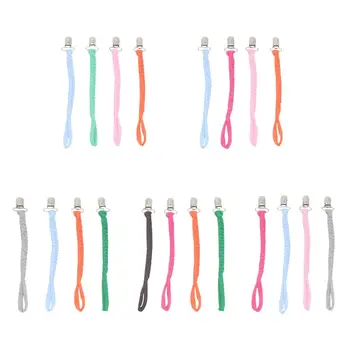 

4 Pcs Baby Pacifier Clip Chain Cotton Holder Soother for Infant Feeding Chew Teething Toy