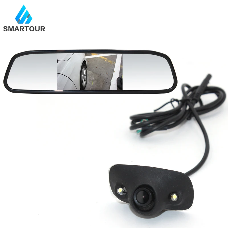 Smartour HD водонепроницаемый парковочный монитор система 2 светодиодный ночного видения Автомобильная камера заднего вида 4,3 дюймов зеркало заднего вида спереди/сбоку/Lef