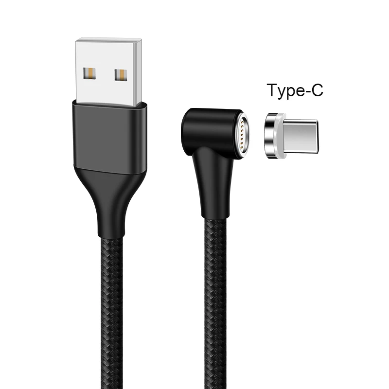 Магнитный usb type-C кабель для samsung S10 S9 Quick Charge 3,0 кабель USB C Быстрая зарядка для huawei P30 Xiaomi USBC провод зарядного устройства - Цвет: Black Type C Cable