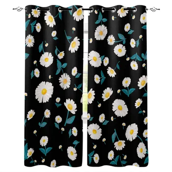 

Daisy Flower Black Curtains for Living Room Children Bedroom Decoration Home and Kitchen Products Windows Drapes