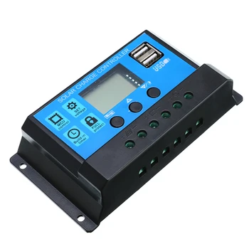 

30A 12V 24V Auto Solar Charge Controller PWM With LCD Dual USB 5V Output Solar Cell Panel Regulator Home