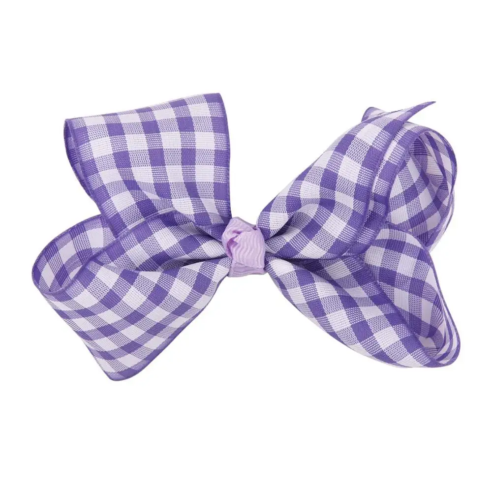 purple plaid clip Цветные клетчатые заколки для волос с большим бантом, Детские волосы для девочек, заколки с бантом, милая заколка, ленты, Аксессуары для волос желтого цвета - Цвет: purple plaid clip