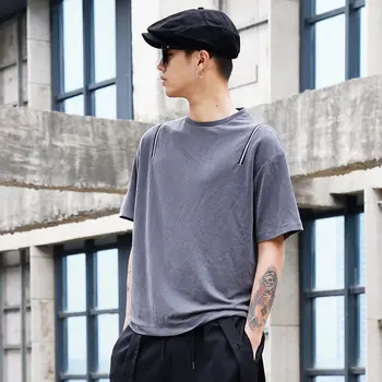 

Men's T-shirt 2020 summer new slim solid zipper design short sleeve T-shirt loose leisure personality youth men's wear