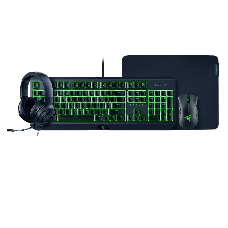 Razer Keyboard Mouse Headset Mouse Pad Set Blackwidow Deathadder