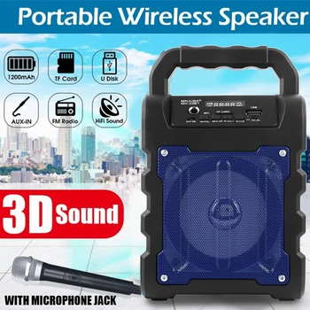 

Portable Bluetooth Speaker Portable Wireless Loudspeaker Sound System 5W Stereo With Microphone FM Outdoor Party Speaker 1200mAh